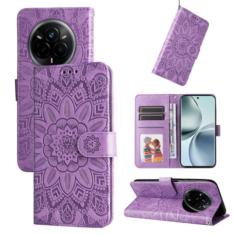 Custodia portafoglio in pelle di girasole per Realme 14
