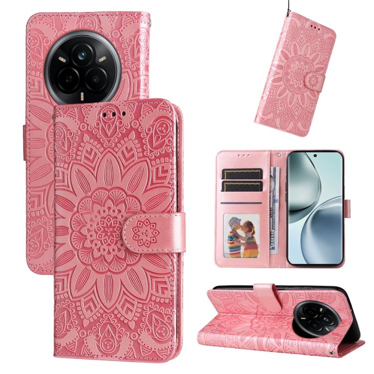 Custodia portafoglio in pelle di girasole per Realme 14