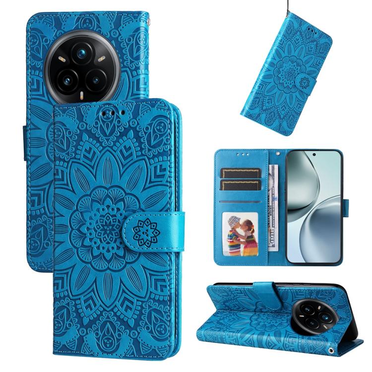Custodia portafoglio in pelle di girasole per Realme 14