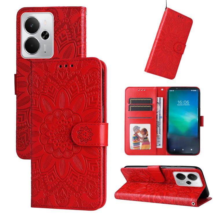 Custodia portafoglio in pelle di girasole per Realme 14