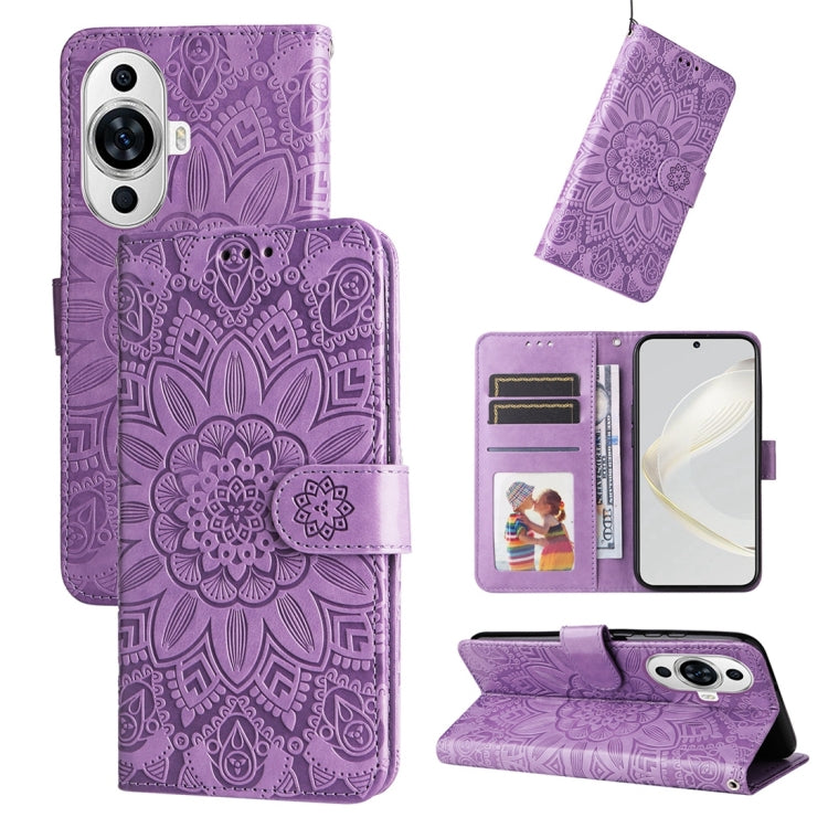 Custodia portafoglio in pelle di girasole per Huawei Mate 60