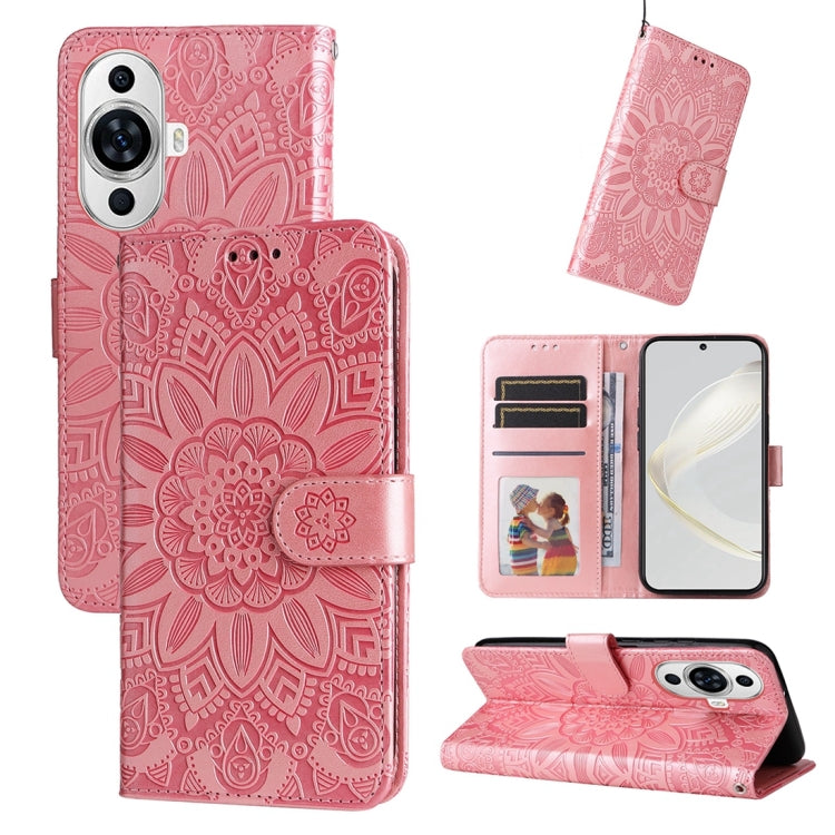 Custodia portafoglio in pelle di girasole per Huawei Mate 60