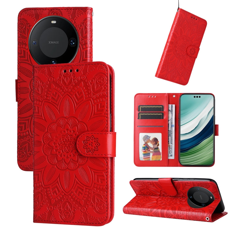 Custodia portafoglio in pelle di girasole per Huawei Mate 60