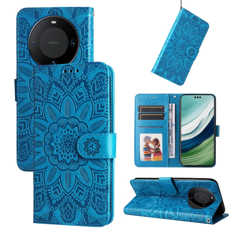 Custodia portafoglio in pelle di girasole per Huawei Mate 60