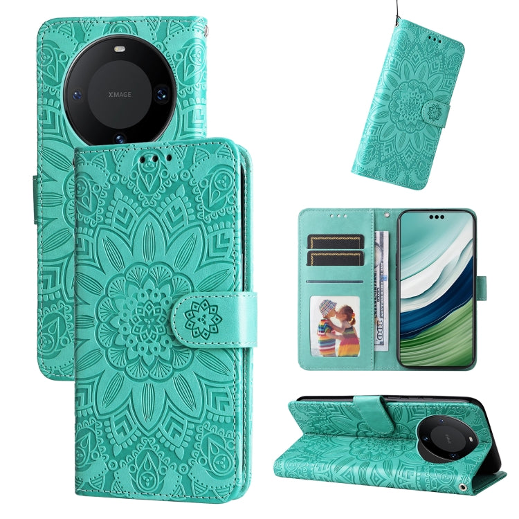 Custodia portafoglio in pelle di girasole per Huawei Mate 60