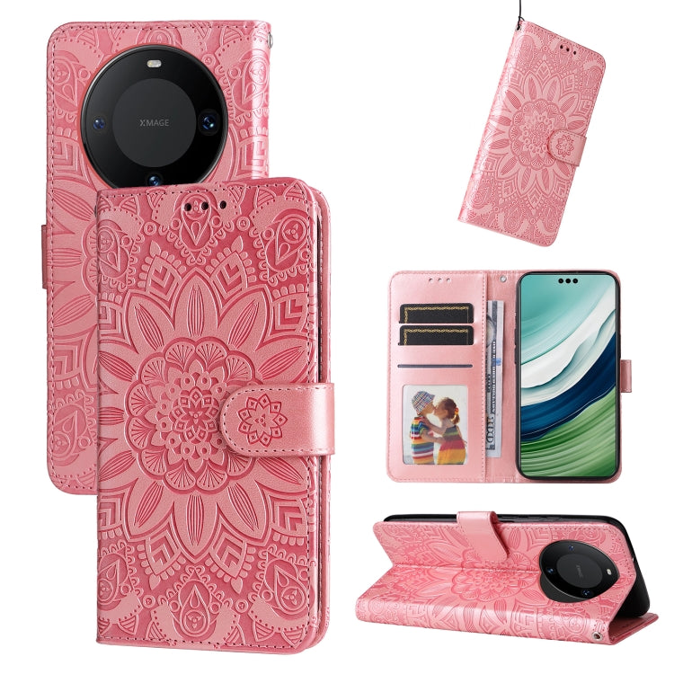 Custodia portafoglio in pelle di girasole per Huawei Mate 60