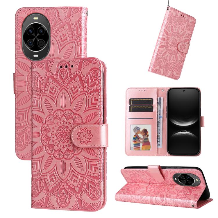 Custodia portafoglio in pelle goffrata per Huawei Nova 14