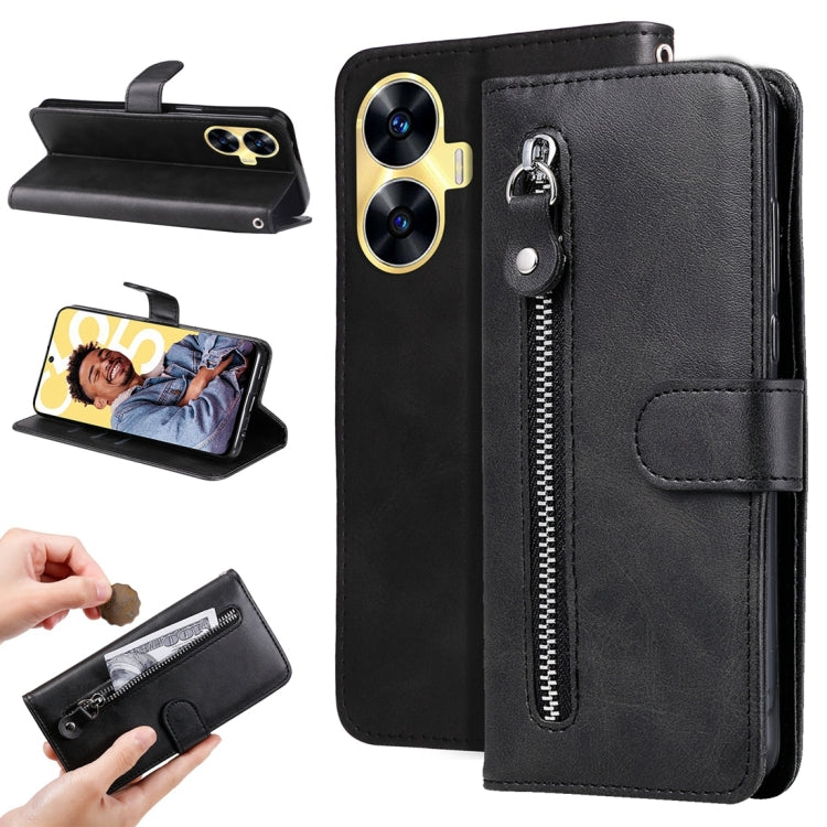 Custodia portafoglio in pelle con cerniera per Realme 11 Pro e 11