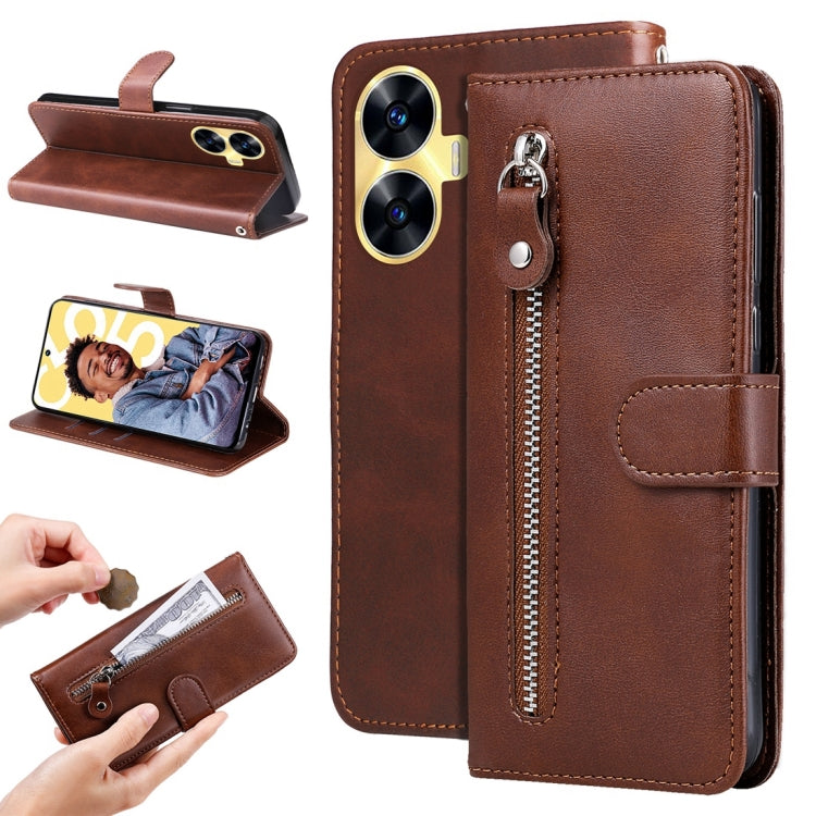 Custodia portafoglio in pelle con cerniera per Realme 11 Pro e 11