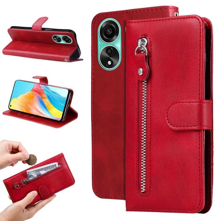 Custodia per telefono in pelle con cerniera in vitello alla moda, For OPPO Reno10 5G / Reno10 Pro 5G Global, For OPPO A78 4G, For OPPO Find X8 Pro, For OPPO A79 5G
