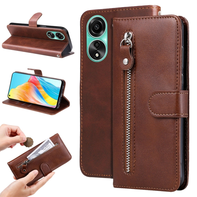 Custodia per telefono in pelle con cerniera in vitello alla moda, For OPPO Reno10 5G / Reno10 Pro 5G Global, For OPPO A78 4G, For OPPO Find X8 Pro, For OPPO A79 5G
