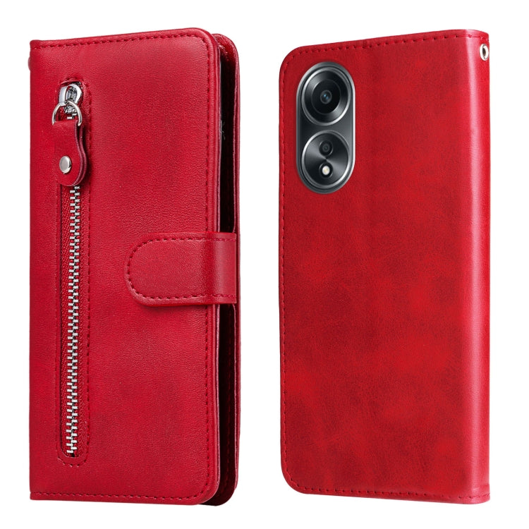 Custodia per telefono in pelle con cerniera in vitello alla moda, For OPPO Reno11 5G Global, For OPPO A59 5G / A2m, For OPPO A38 4G / A18 4G Global, For OPPO A58 4G