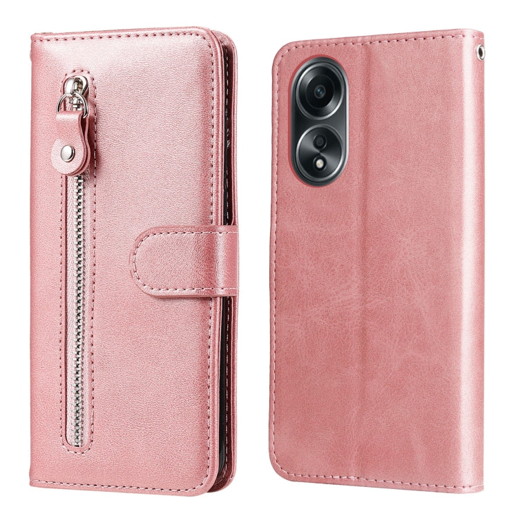 Custodia per telefono in pelle con cerniera in vitello alla moda, For OPPO Reno11 5G Global, For OPPO A59 5G / A2m, For OPPO A38 4G / A18 4G Global, For OPPO A58 4G