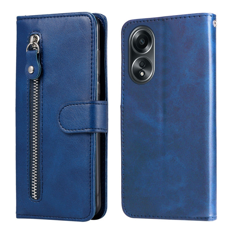 Custodia per telefono in pelle con cerniera in vitello alla moda, For OPPO Reno11 5G Global, For OPPO A59 5G / A2m, For OPPO A38 4G / A18 4G Global, For OPPO A58 4G