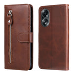 Custodia per telefono in pelle con cerniera in vitello alla moda, For OPPO Reno11 5G Global, For OPPO A59 5G / A2m, For OPPO A38 4G / A18 4G Global, For OPPO A58 4G