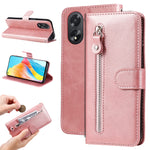 Custodia per telefono in pelle con cerniera in vitello alla moda, For OPPO Reno11 5G Global, For OPPO A59 5G / A2m, For OPPO A38 4G / A18 4G Global, For OPPO A58 4G