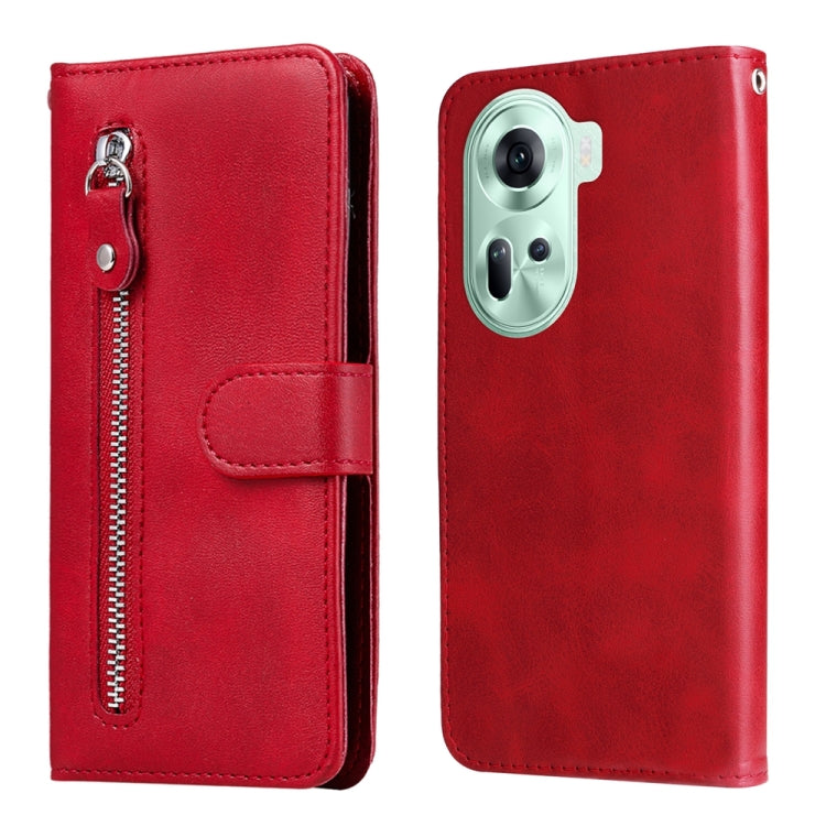 Custodia per telefono in pelle con cerniera in vitello alla moda, For OPPO Reno11 5G Global, For OPPO A59 5G / A2m, For OPPO A38 4G / A18 4G Global, For OPPO A58 4G