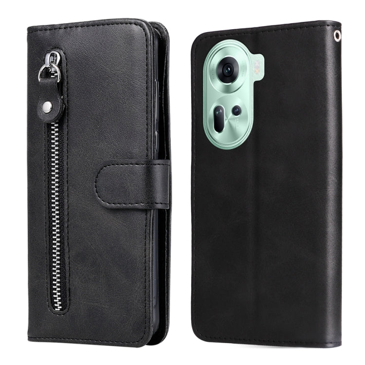 Custodia per telefono in pelle con cerniera in vitello alla moda, For OPPO Reno11 5G Global, For OPPO A59 5G / A2m, For OPPO A38 4G / A18 4G Global, For OPPO A58 4G