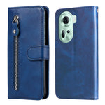 Custodia per telefono in pelle con cerniera in vitello alla moda, For OPPO Reno11 5G Global, For OPPO A59 5G / A2m, For OPPO A38 4G / A18 4G Global, For OPPO A58 4G