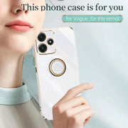 XINLI custodia per telefono in TPU elettrolitico con bordo dritto 6D con supporto per anello, For Xiaomi Redmi Note 12R, For Xiaomi Redmi K70, For Xiaomi Redmi 12 4G