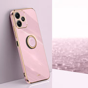 XINLI custodia per telefono in TPU elettrolitico con bordo dritto 6D con supporto per anello, For Xiaomi Redmi Note 12R, For Xiaomi Redmi K70, For Xiaomi Redmi 12 4G