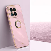 XINLI custodia per telefono in TPU elettrolitico con bordo dritto 6D con supporto per anello, For Xiaomi 14, For Xiaomi Redmi Note 13 5G, For Xiaomi Redmi 13C 4G