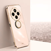 XINLI custodia per telefono in TPU elettrolitico con bordo dritto 6D con supporto per anello, For Redmi 14C 4G, For Xiaomi Redmi Note 13 Pro 4G, For Xiaomi Redmi Note 13 4G