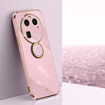 XINLI custodia per telefono in TPU elettrolitico con bordo dritto 6D con supporto per anello, For OPPO Find X6, For OPPO A2 5G, For OPPO Find X6 Pro