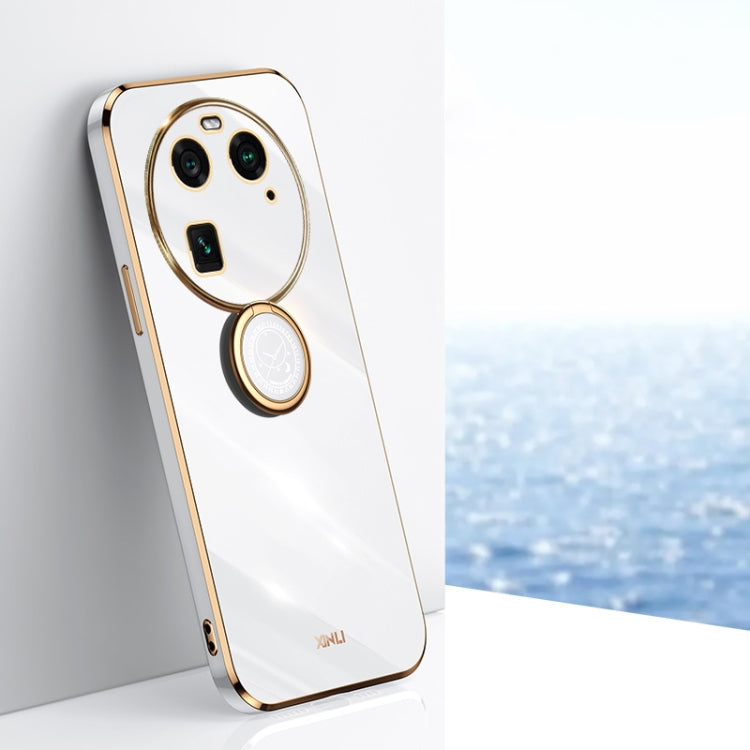 XINLI custodia per telefono in TPU elettrolitico con bordo dritto 6D con supporto per anello, For OPPO Find X6, For OPPO A2 5G, For OPPO Find X6 Pro