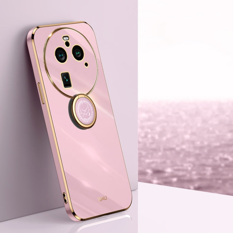 XINLI custodia per telefono in TPU elettrolitico con bordo dritto 6D con supporto per anello, For OPPO Find X6, For OPPO A2 5G, For OPPO Find X6 Pro
