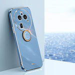 XINLI custodia per telefono in TPU elettrolitico con bordo dritto 6D con supporto per anello, For OPPO Find X6, For OPPO A2 5G, For OPPO Find X6 Pro