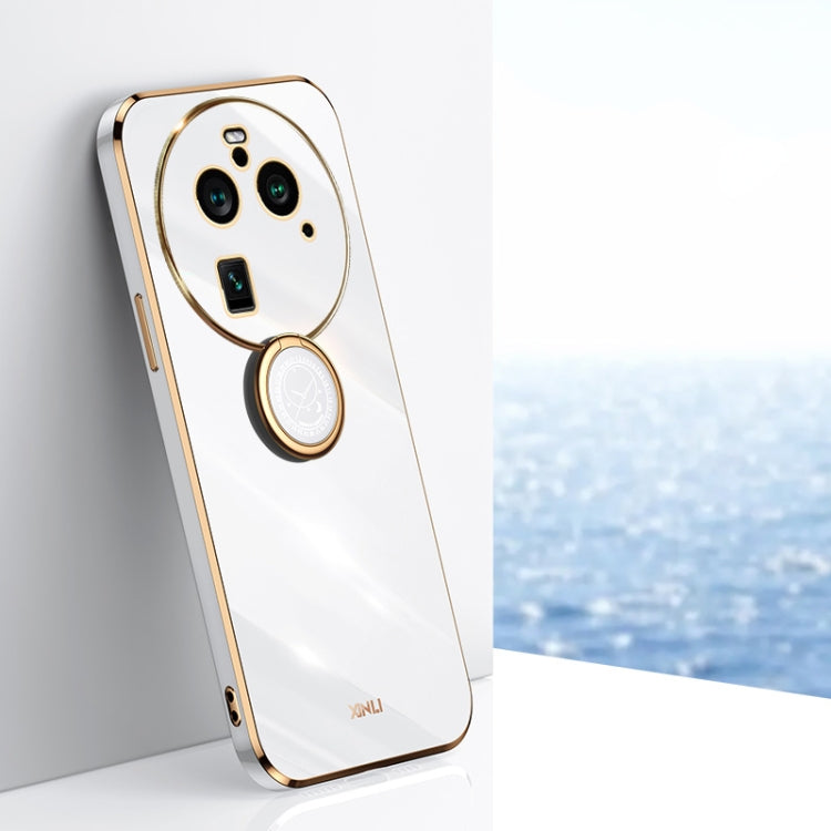 XINLI custodia per telefono in TPU elettrolitico con bordo dritto 6D con supporto per anello, For OPPO Find X6, For OPPO A2 5G, For OPPO Find X6 Pro