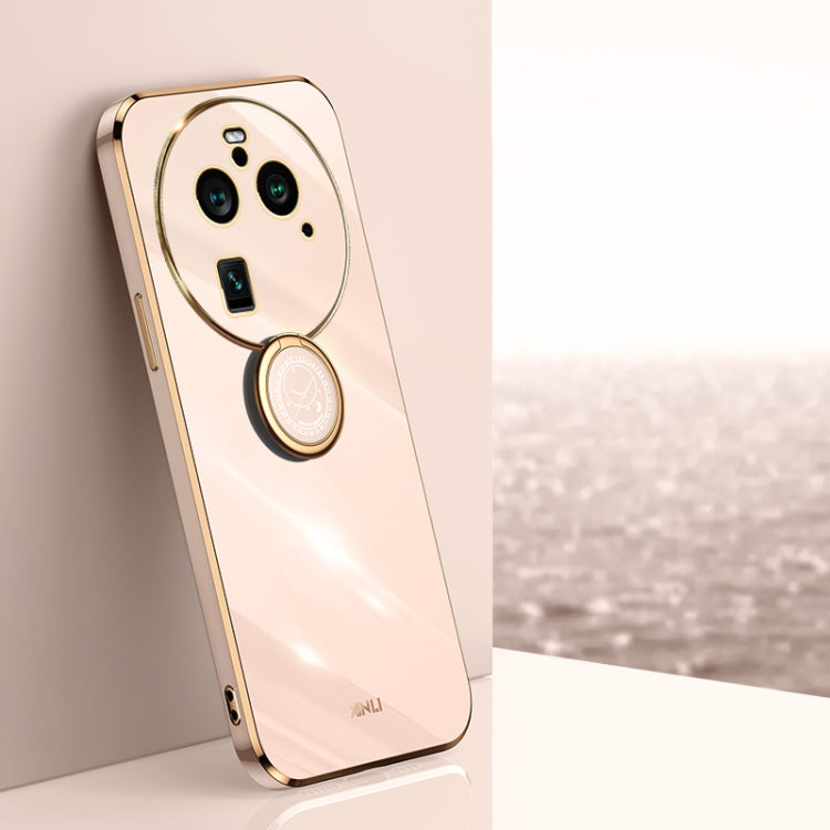XINLI custodia per telefono in TPU elettrolitico con bordo dritto 6D con supporto per anello, For OPPO Find X6, For OPPO A2 5G, For OPPO Find X6 Pro
