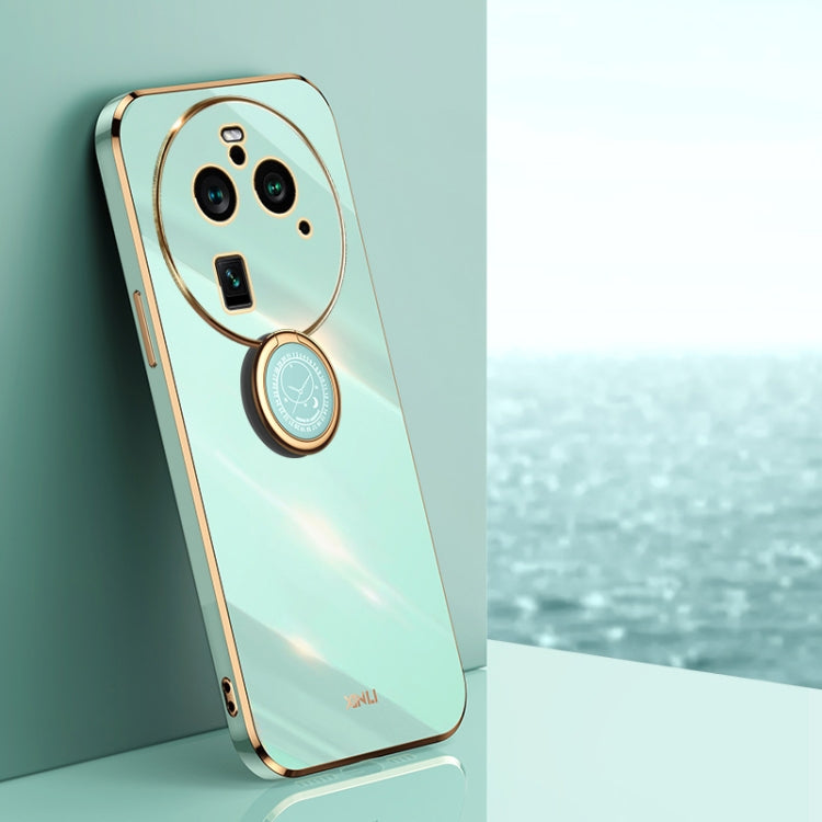 XINLI custodia per telefono in TPU elettrolitico con bordo dritto 6D con supporto per anello, For OPPO Find X6, For OPPO A2 5G, For OPPO Find X6 Pro