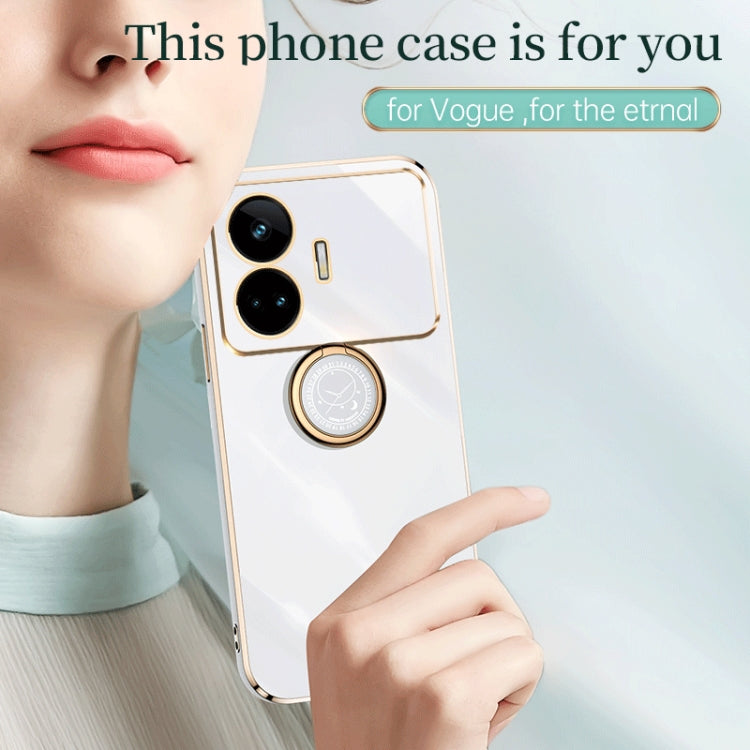 XINLI custodia per telefono in TPU elettrolitico con bordo dritto 6D con supporto per anello, For Realme GT Neo5 SE, For Realme C55
