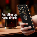XINLI custodia per telefono in TPU elettrolitico con bordo dritto 6D con supporto per anello, For Realme GT 7 Pro 5G, For Realme Note 60 4G, For Realme 13 Pro Global