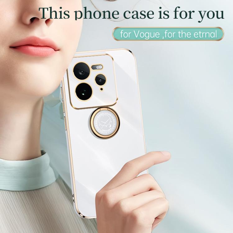XINLI custodia per telefono in TPU elettrolitico con bordo dritto 6D con supporto per anello, For Realme GT 7 Pro 5G, For Realme Note 60 4G, For Realme 13 Pro Global