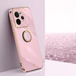 XINLI custodia per telefono in TPU elettrolitico con bordo dritto 6D con supporto per anello, For Realme GT 7 Pro 5G, For Realme Note 60 4G, For Realme 13 Pro Global