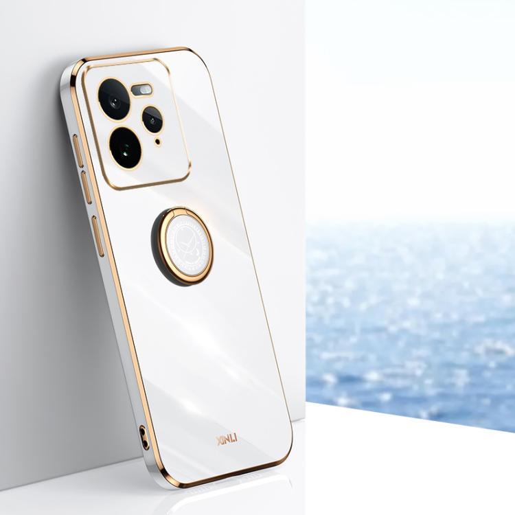 XINLI custodia per telefono in TPU elettrolitico con bordo dritto 6D con supporto per anello, For Realme GT 7 Pro 5G, For Realme Note 60 4G, For Realme 13 Pro Global