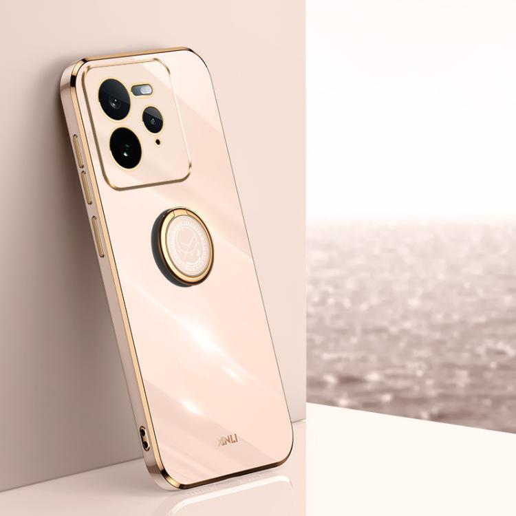 XINLI custodia per telefono in TPU elettrolitico con bordo dritto 6D con supporto per anello, For Realme GT 7 Pro 5G, For Realme Note 60 4G, For Realme 13 Pro Global