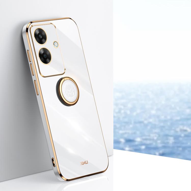 XINLI custodia per telefono in TPU elettrolitico con bordo dritto 6D con supporto per anello, For Realme GT 7 Pro 5G, For Realme Note 60 4G, For Realme 13 Pro Global