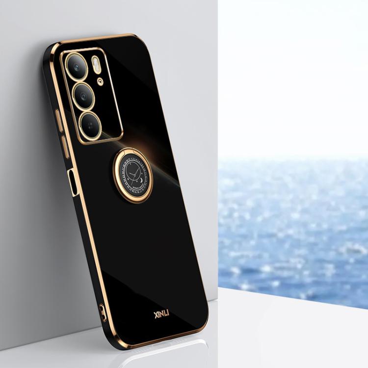 XINLI custodia per telefono in TPU elettrolitico con bordo dritto 6D con supporto per anello, For Realme Neo7 SE, For Realme14 Pro+, For Realme C75