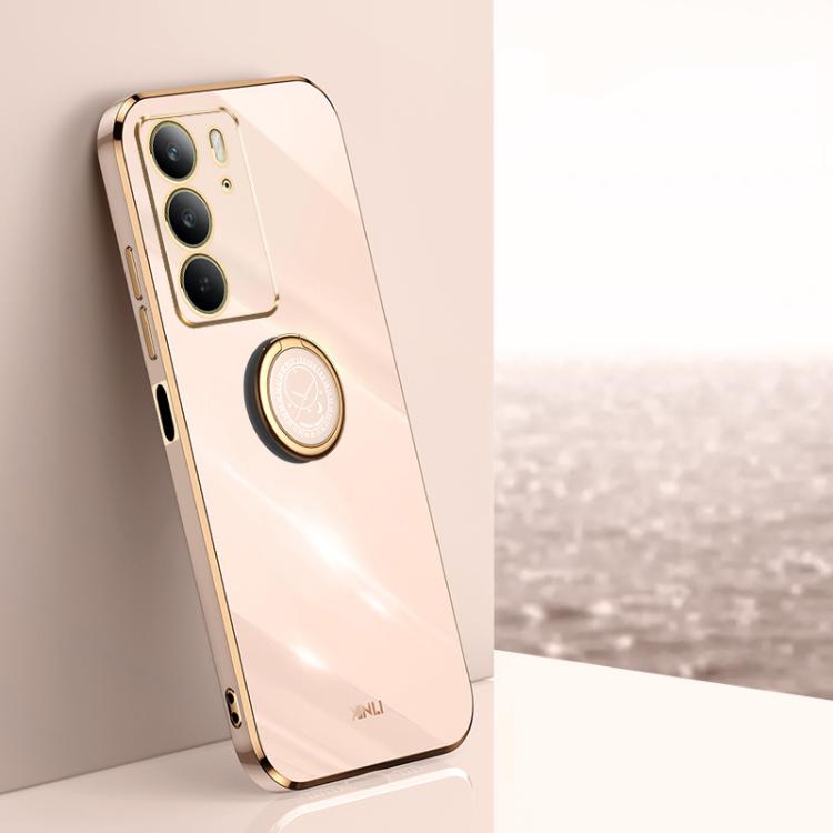XINLI custodia per telefono in TPU elettrolitico con bordo dritto 6D con supporto per anello, For Realme Neo7 SE, For Realme14 Pro+, For Realme C75