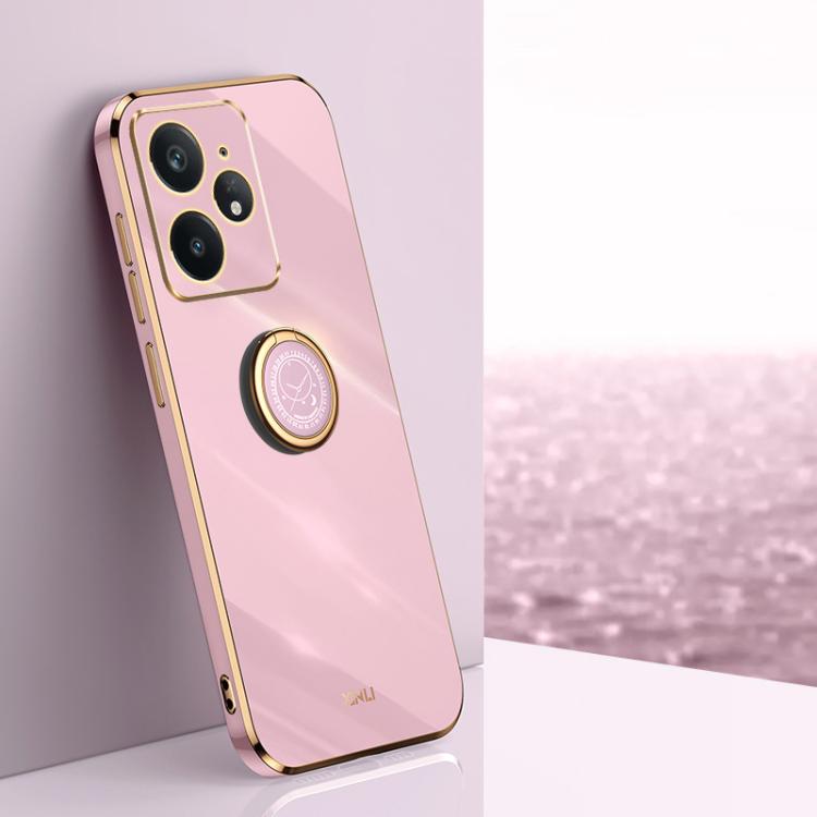 XINLI custodia per telefono in TPU elettrolitico con bordo dritto 6D con supporto per anello, For Realme Neo7 SE, For Realme14 Pro+, For Realme C75