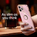 XINLI custodia per telefono in TPU elettrolitico con bordo dritto 6D con supporto per anello, For Realme Note 80 4G, For Realme 16 Pro 5G, For Realme GT 8 Pro 5G