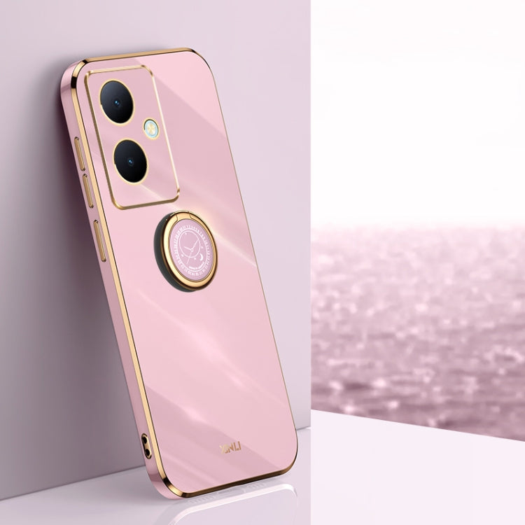 XINLI custodia per telefono in TPU elettrolitico con bordo dritto 6D con supporto per anello, For vivo S17e, For vivo Y78+, For vivo iQOO Pro