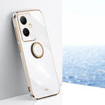 XINLI custodia per telefono in TPU elettrolitico con bordo dritto 6D con supporto per anello, For vivo S17e, For vivo Y78+, For vivo iQOO Pro