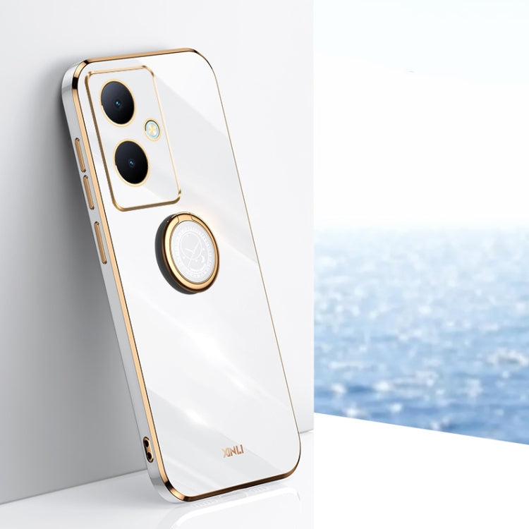 XINLI custodia per telefono in TPU elettrolitico con bordo dritto 6D con supporto per anello, For vivo S17e, For vivo Y78+, For vivo iQOO Pro