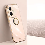 XINLI custodia per telefono in TPU elettrolitico con bordo dritto 6D con supporto per anello, For vivo S17e, For vivo Y78+, For vivo iQOO Pro