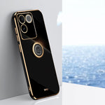 XINLI custodia per telefono in TPU elettrolitico con bordo dritto 6D con supporto per anello, For vivo S17e, For vivo Y78+, For vivo iQOO Pro